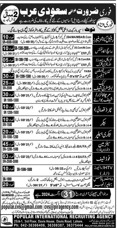 Jobs In Saudia Arabia