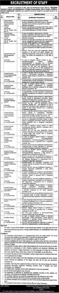 Jobs in Punjab Forestry, Wildlife & Fisheries Department