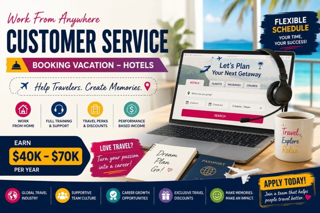 Customer Service – Booking Vacation- Remote Job in USA