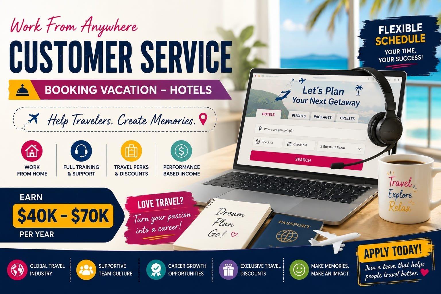 Customer Service – Booking Vacation- Remote Job in USA