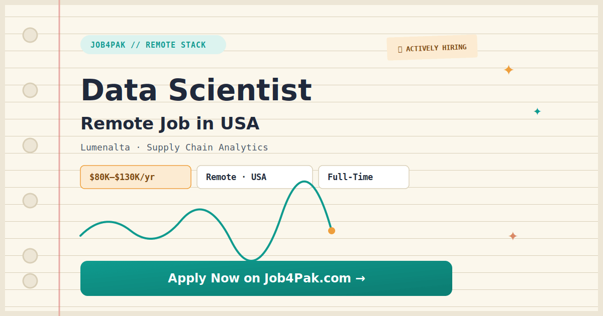 Data Scientist – Remote USA Job | $80K–$130K | Lumenalta