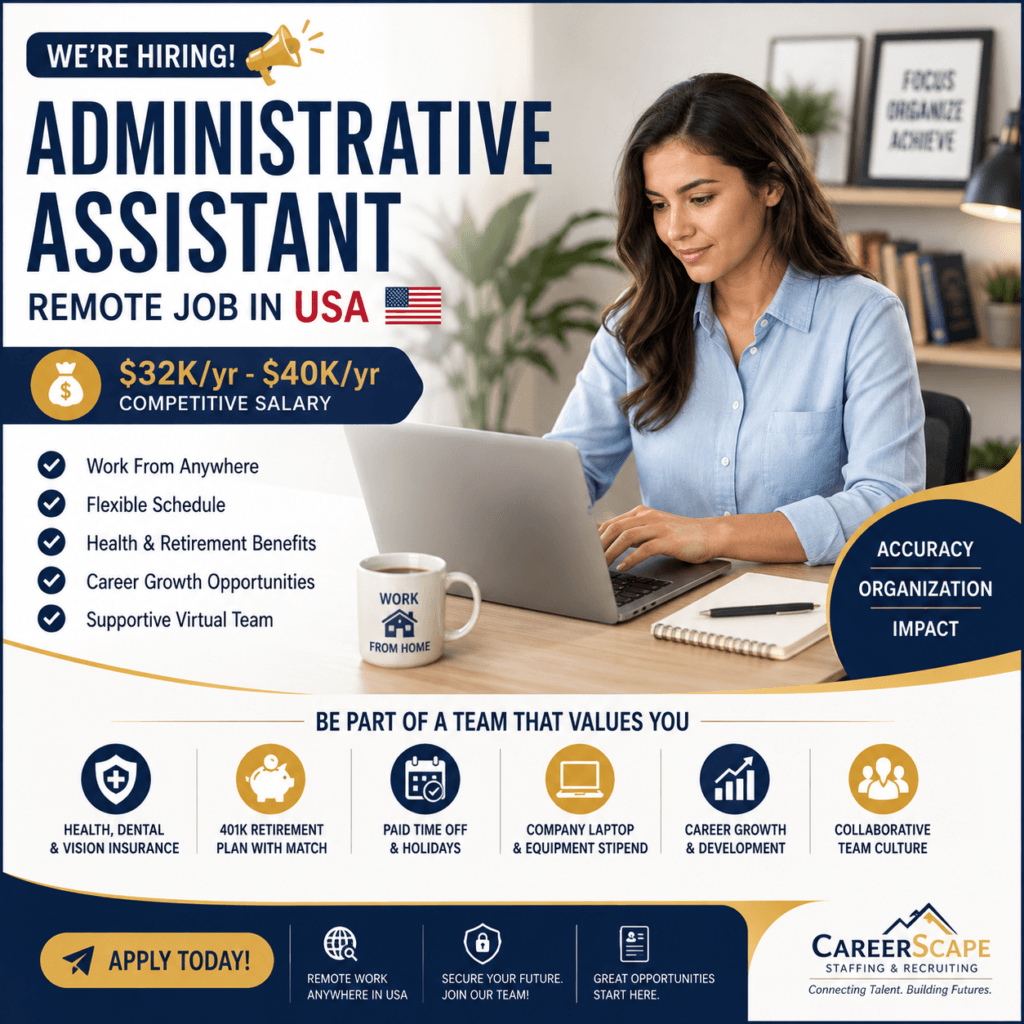 Administrative Assistant – Remote Job USA