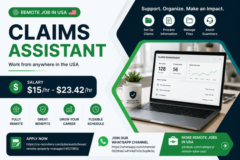 Claims Assistant – Remote Job in USA