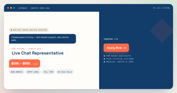 Live Chat Representative – Remote Job USA