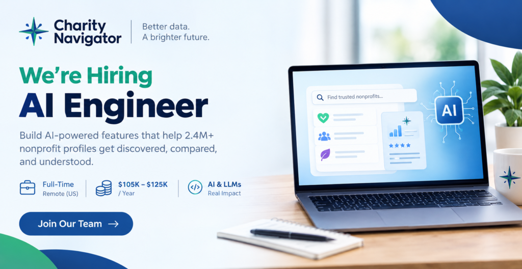 AI Engineer at Charity Navigator Remote Jobs USA ($105K-$125K)