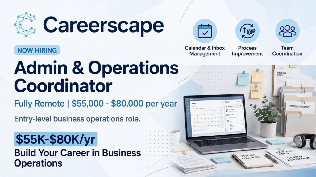 Admin & Operations Coordinator – Remote Jobs USA & WFH Jobs ($55K-$80K)