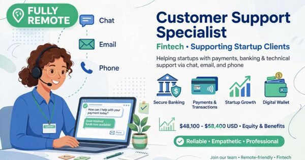 Customer Support Specialist: Remote Fintech Job for US Candidates
