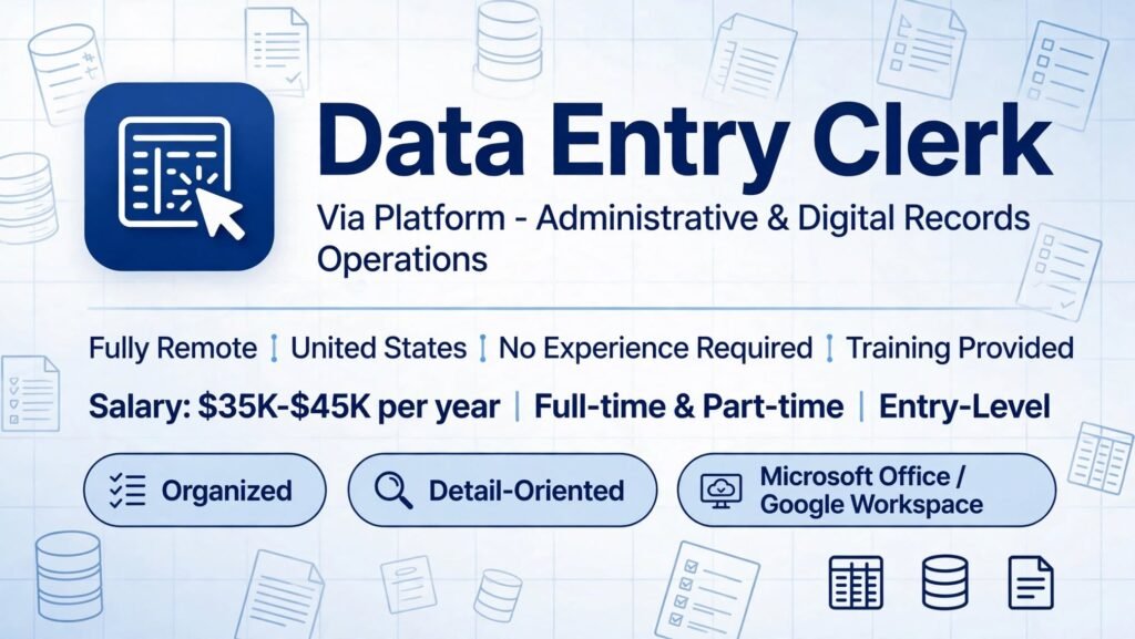 Data Entry Clerk – Remote Job USA | Work from Home