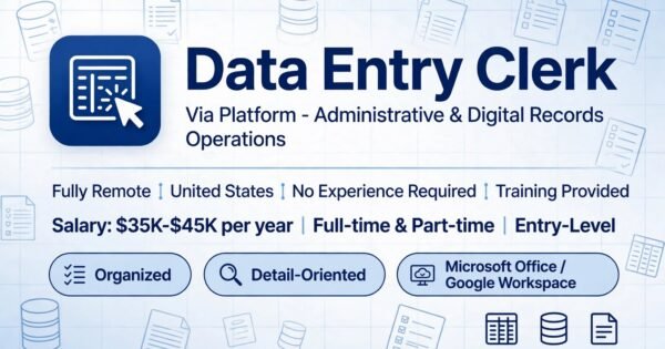 Data Entry Clerk – Remote Job USA | Work from Home