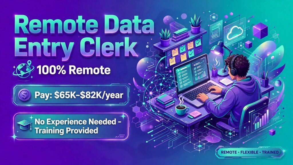 Remote Data Entry Clerk Job – $65K–$82K WFH (USA)