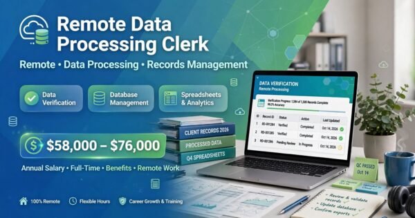 Remote Data Processing Clerk | $58K-$76K WFH Job