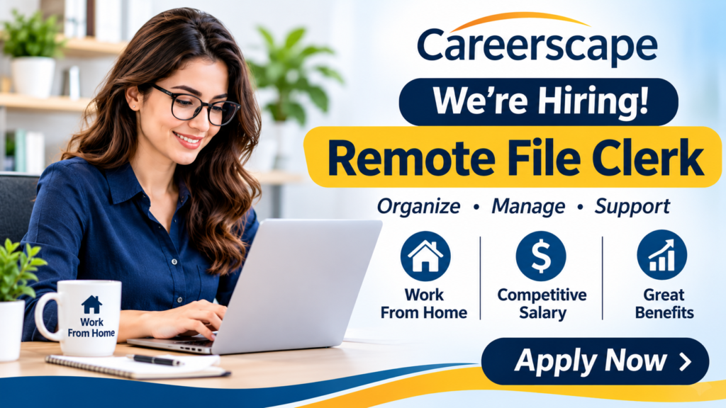Remote File Clerk Job – $58K–$82K WFH (USA)