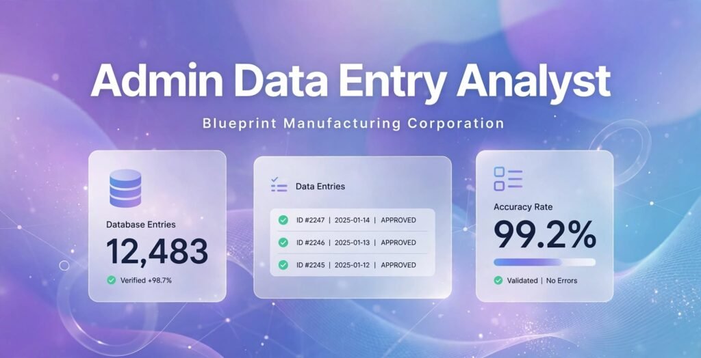 Admin Data Entry Analyst: Remote Job USA at Blueprint Manufacturing