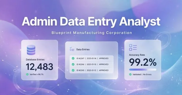 Admin Data Entry Analyst: Remote Job USA at Blueprint Manufacturing